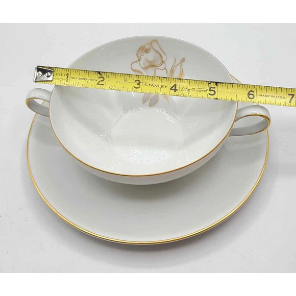 Vtg KPM Krister Germany Cream Soup Bowl & Sauser Gold Rose. Choice of quantity. - Picture 5 of 8